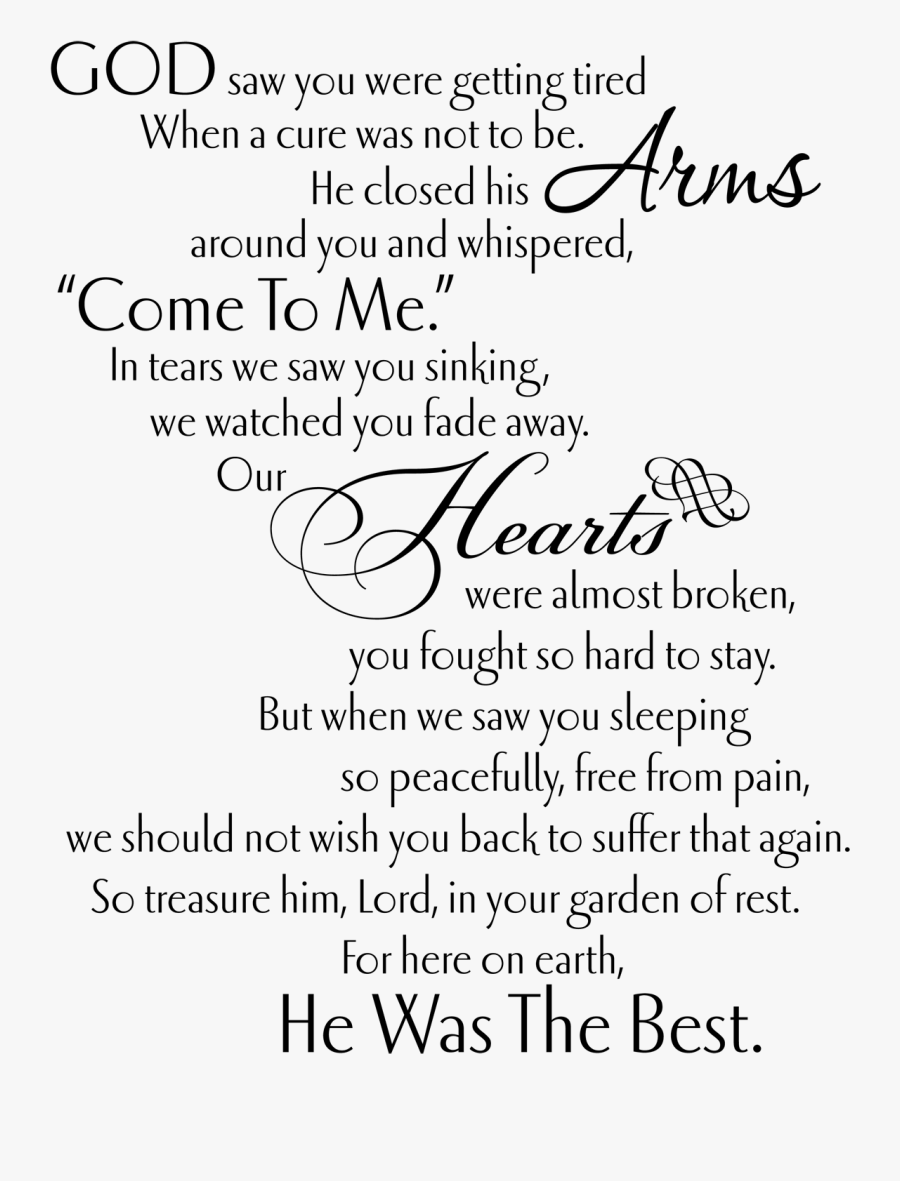 Clip Art Tribute Center Pinterest Grief - God Saw You Were Getting Tired Png, Transparent Clipart
