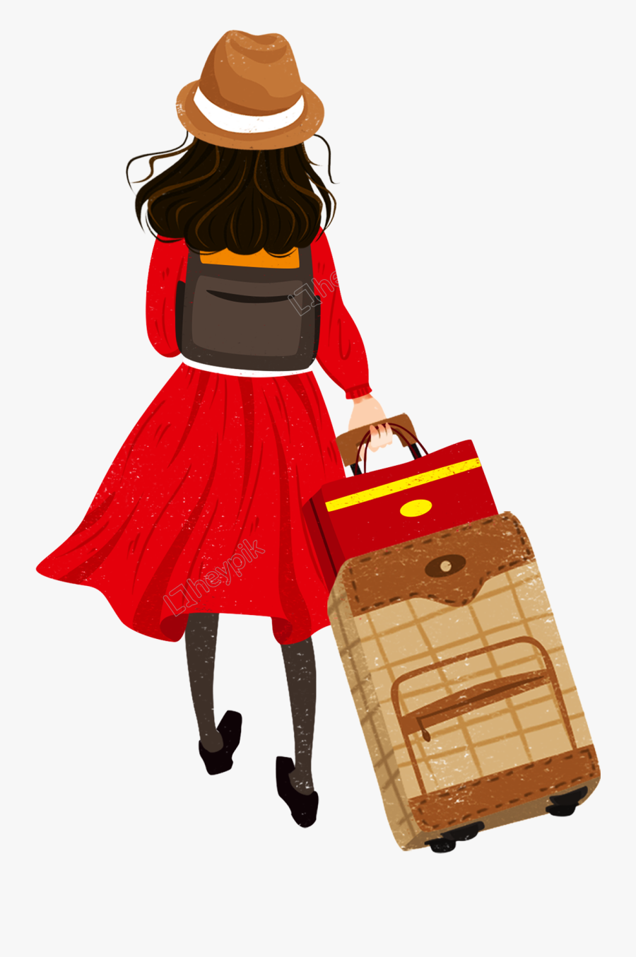 Chinese New Year Png - 人 與 行李 箱 卡通, Transparent Clipart