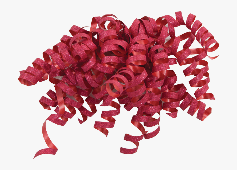 Festive Red Glitter Curly Bow - Tree, Transparent Clipart