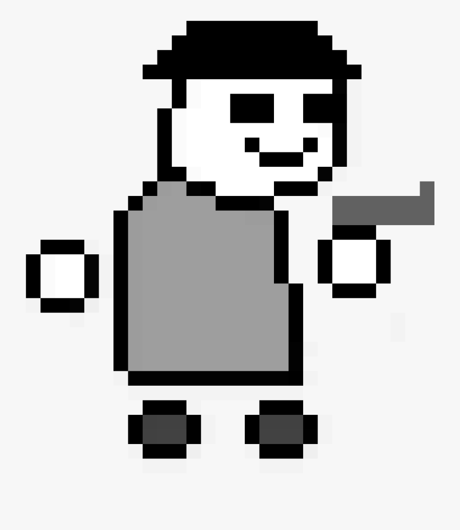 Imitator With Pistol - Thinking Emoji Pixel Art, Transparent Clipart