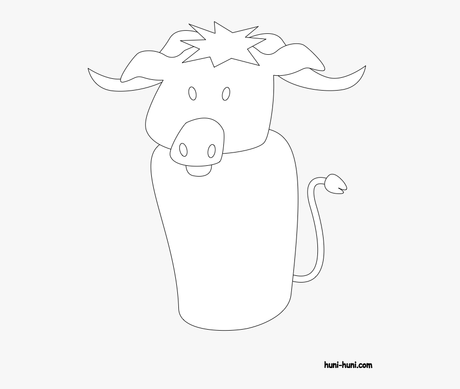 Huni Huni Flashcard Coloring Page Outline Kabaw Waterbuffalo - Cartoon, Transparent Clipart