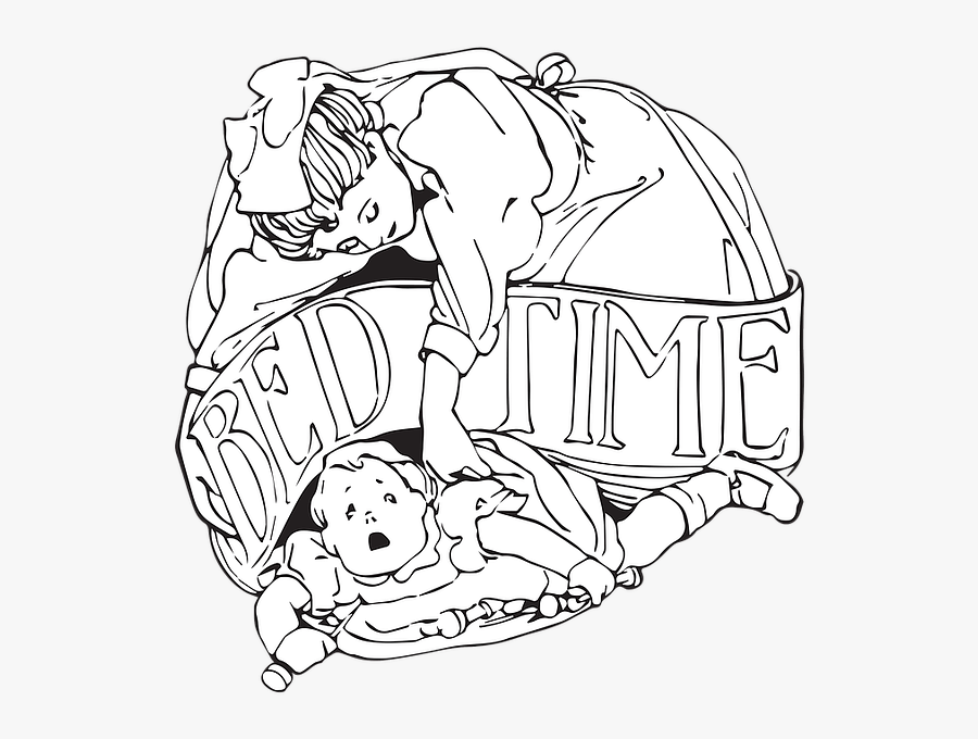 Bedtime, Scroll, Child, Maid, Mother - Illustration, Transparent Clipart