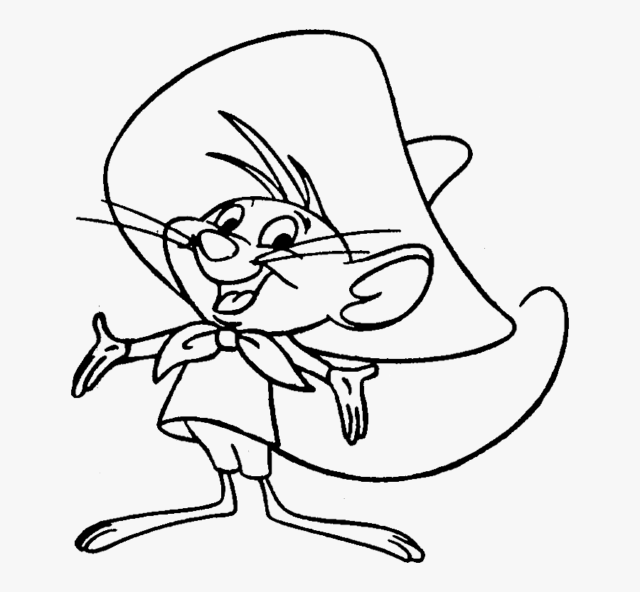 Cute Porky Pig Looney Tones Coloring Pages - Speedy Gonzales Black And White, Transparent Clipart