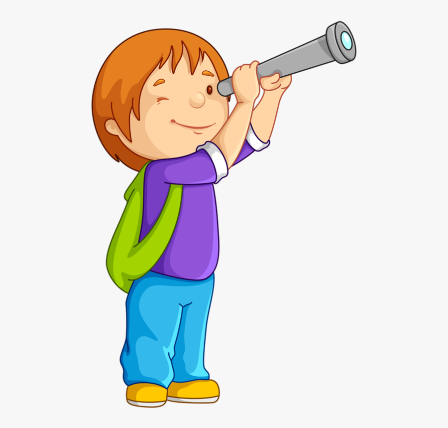 Boy With Telescope Clipart, Transparent Clipart