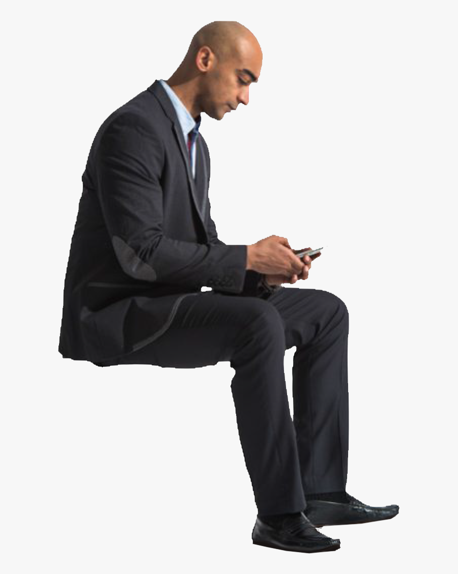 Cutout Man Phone Cut - Business Man Sitting Png, Transparent Clipart