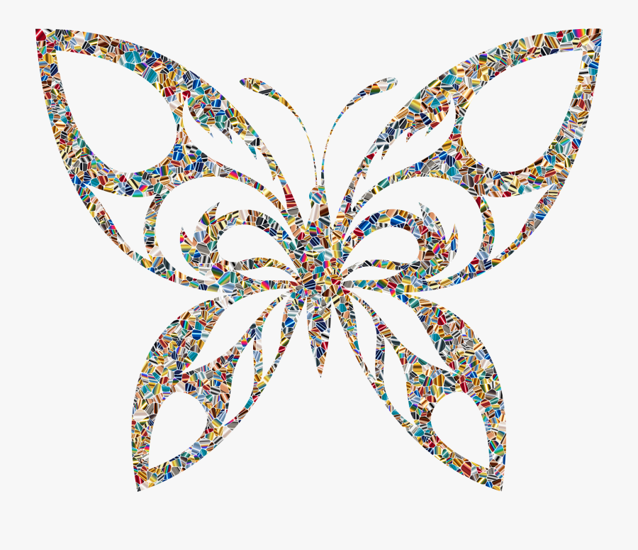 Moth Clipart Psychedelic - Butterfly And Flower Silhouette, Transparent Clipart