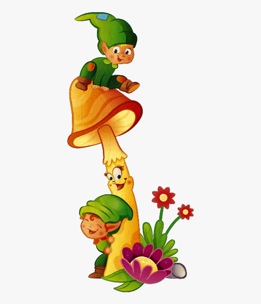 #elves #mushroom #flowers #elf #playful - Elf Mushroom Clip Art, Transparent Clipart