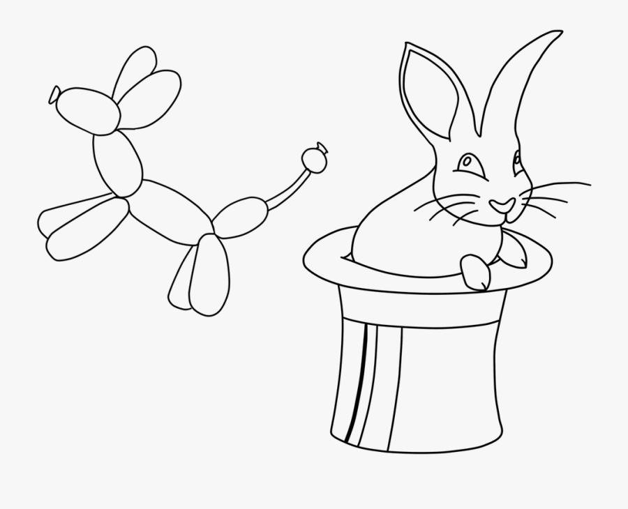 Ballon Drawing Bunny - Balloon Animal Black And White, Transparent Clipart