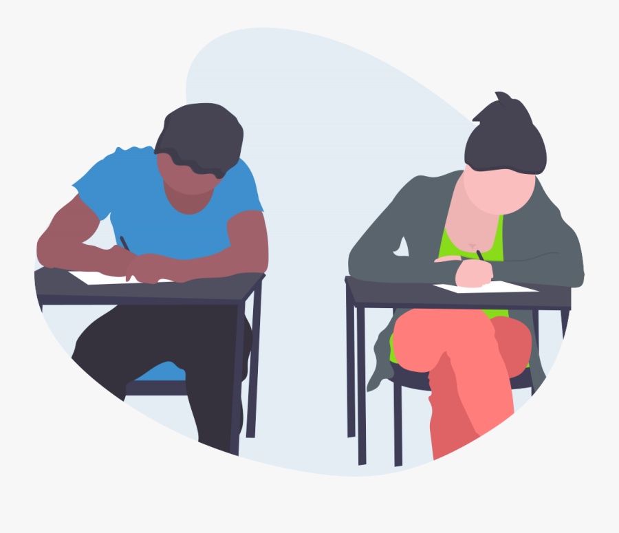 Graphic Of A Male And Female Student Taking A Test - Rank Guru Evidya, Transparent Clipart