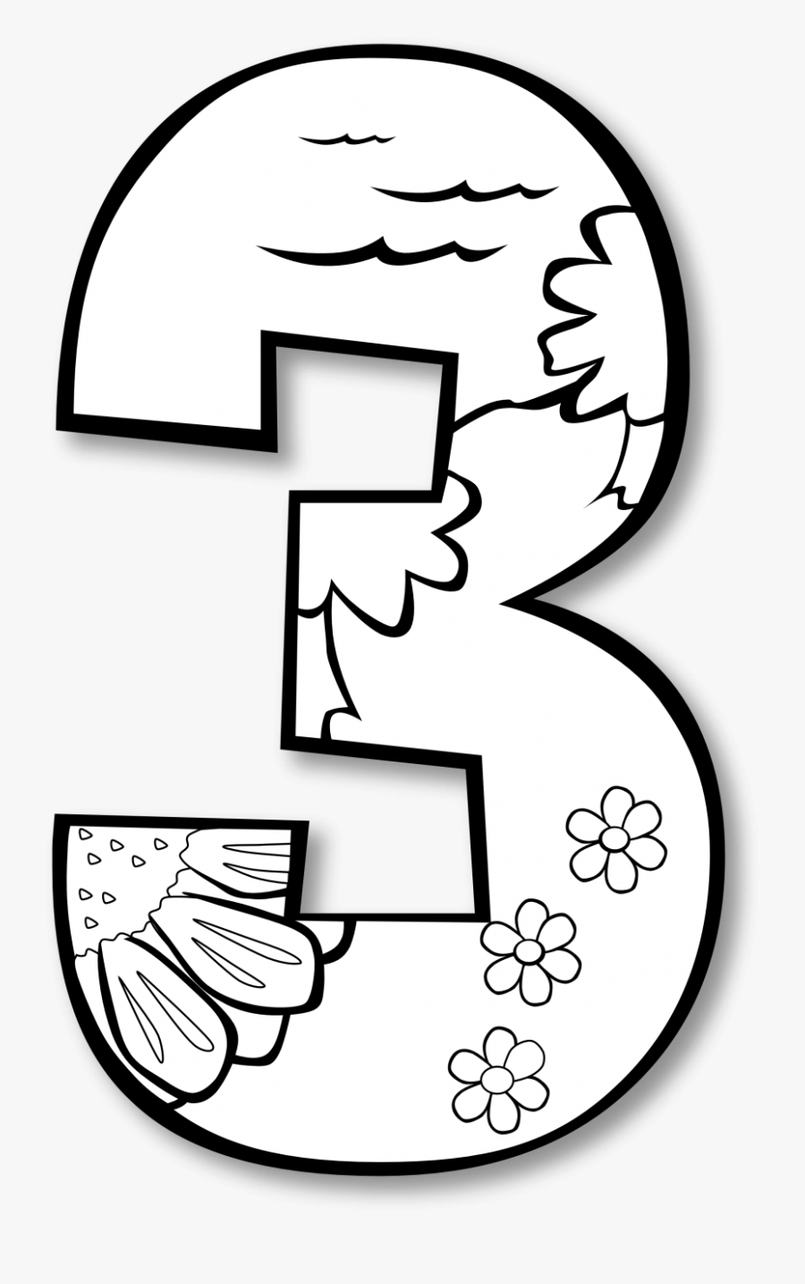 Bubble Numbers For Coloring Free Cliparts Number Page - Number 3 Creation Day, Transparent Clipart