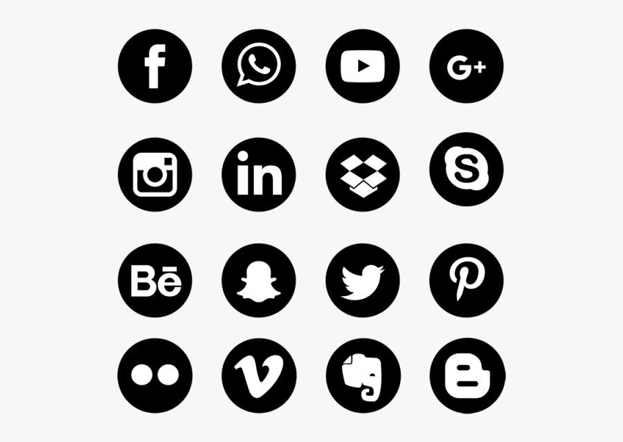 Clip Art Black Social Media Icons Png - Blue Social Media Icons Png, Transparent Clipart