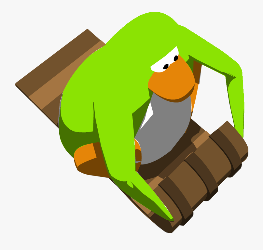 January Clipart Toboggan - Club Penguin Green Penguin, Transparent Clipart