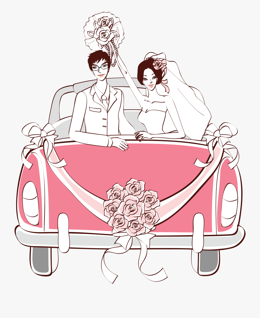 Pink Wedding Car Png Clipart - Drawing Pictures Of Wedding, Transparent Clipart