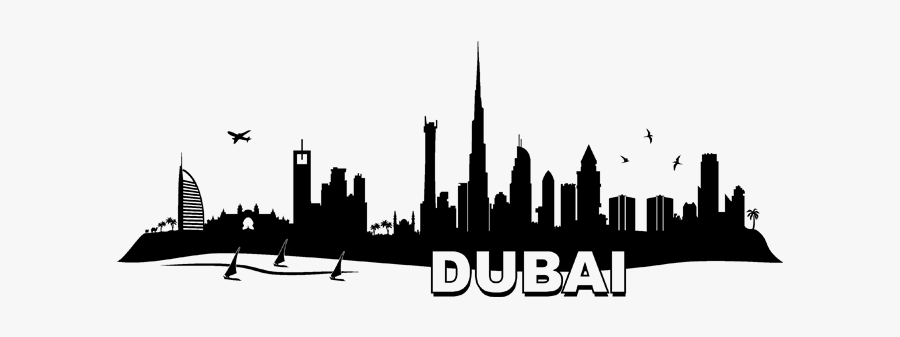 Dubai Skyline Wall Decal Sticker New York City - Transparent Dubai Skyline Silhouette, Transparent Clipart