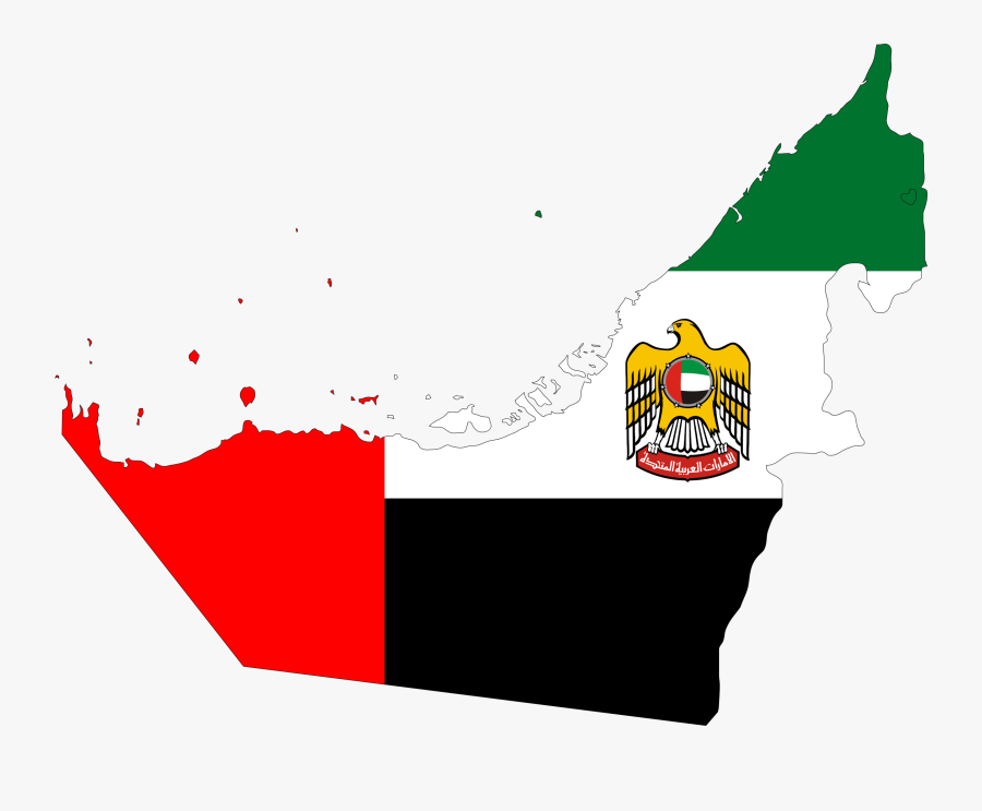 United Arab Emirates Map Flag With Stroke With Emblem - United Arab Emirates Flag Map, Transparent Clipart