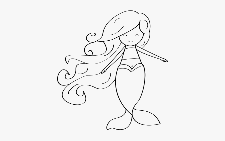 Mermaid Outline Png Drawing - Line Art, Transparent Clipart