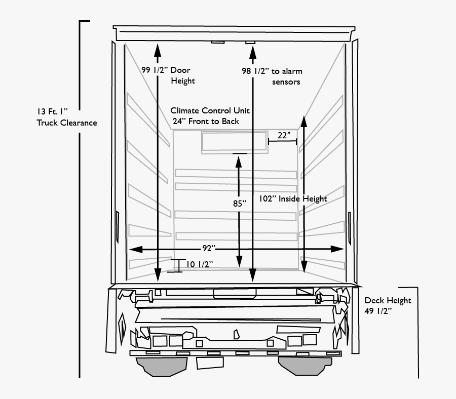 Drawing Truck Box - Box Truck Dimensions, Transparent Clipart
