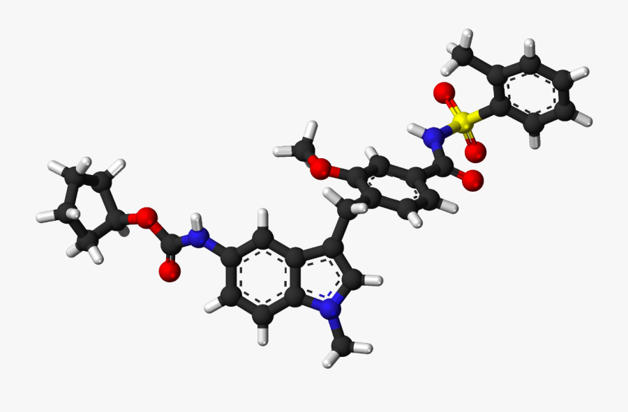 Zafirlukast 3d Ball And Stick - Molecule, Transparent Clipart