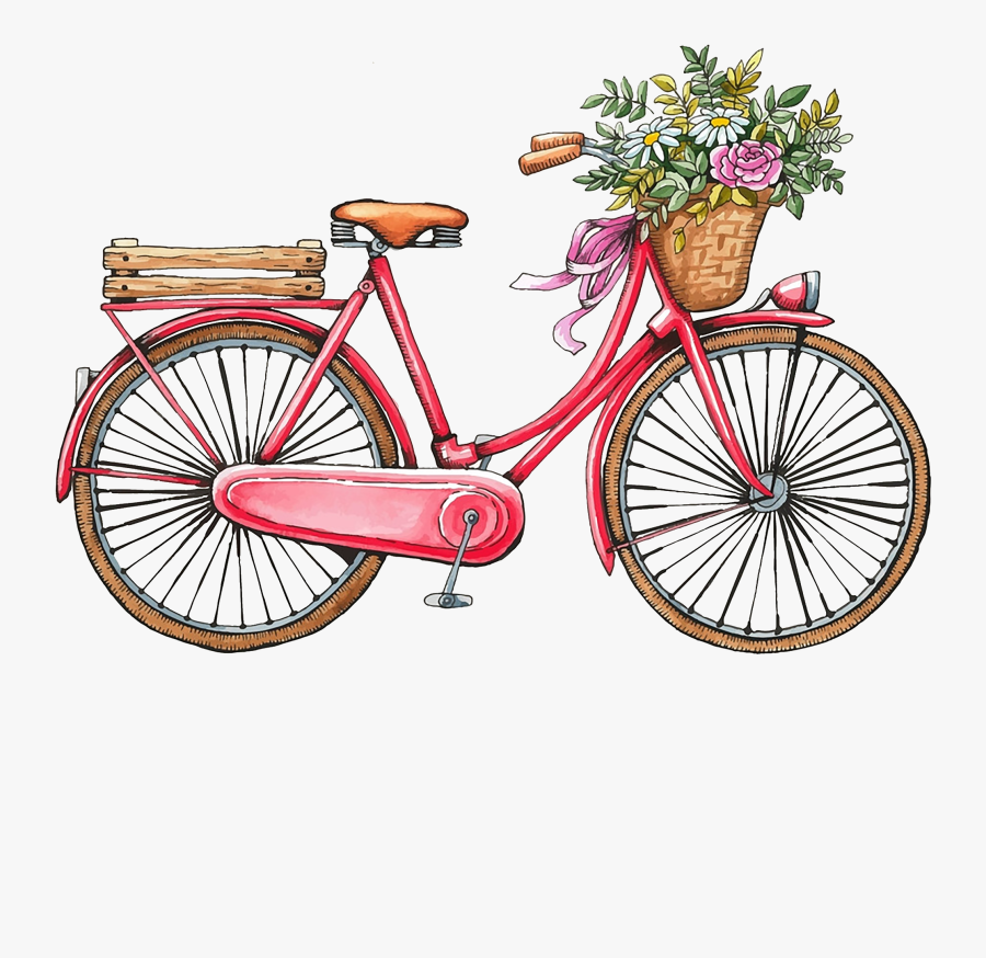Bicycle Romantic Vintage Painting Watercolor Clothing Vintage