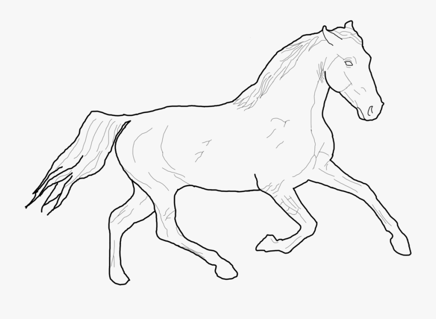 Running Horse Line Drawing - Line Art, Transparent Clipart