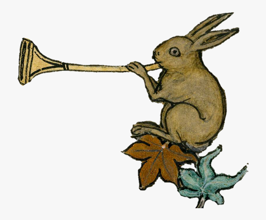 #art #mastoart #medieval #bunny #horn #illumination - Rabbit In Medieval Art, Transparent Clipart