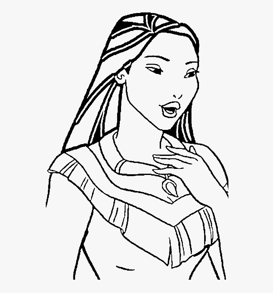 Princess Pocahontas Coloring Pages - Pocahontas Clipart Black And White, Transparent Clipart