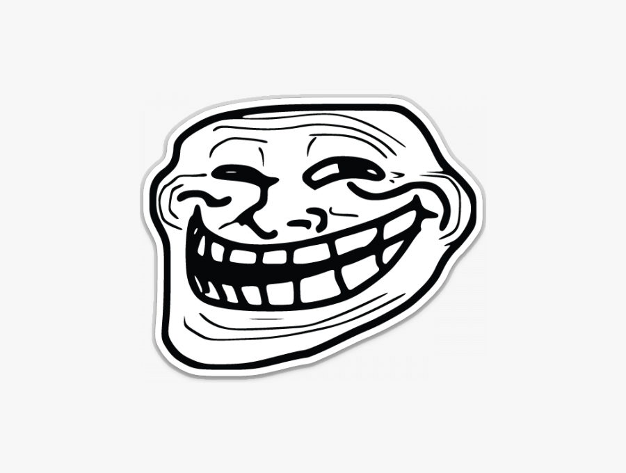 Troll Face Meme Shaped Sticker Unixstickers - Troll Meme Face Png, Transparent Clipart