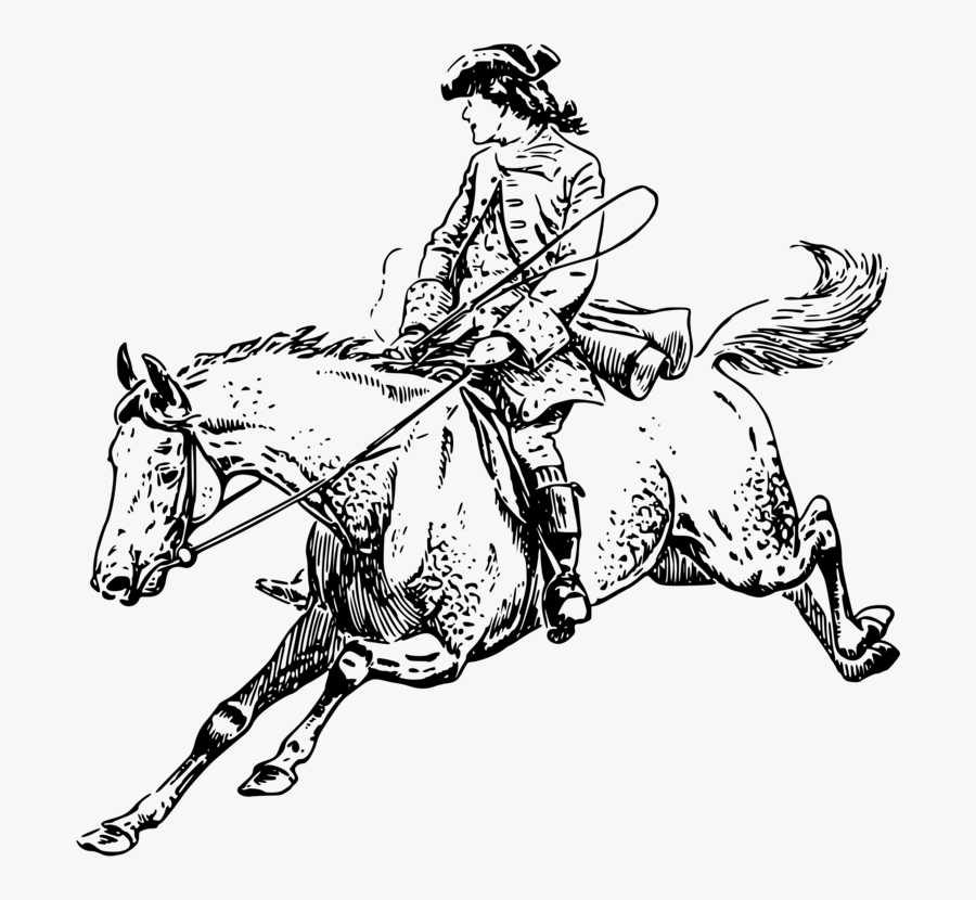 Transparent Reining Horse Clipart - Drawing Horse Galloping Man, Transparent Clipart