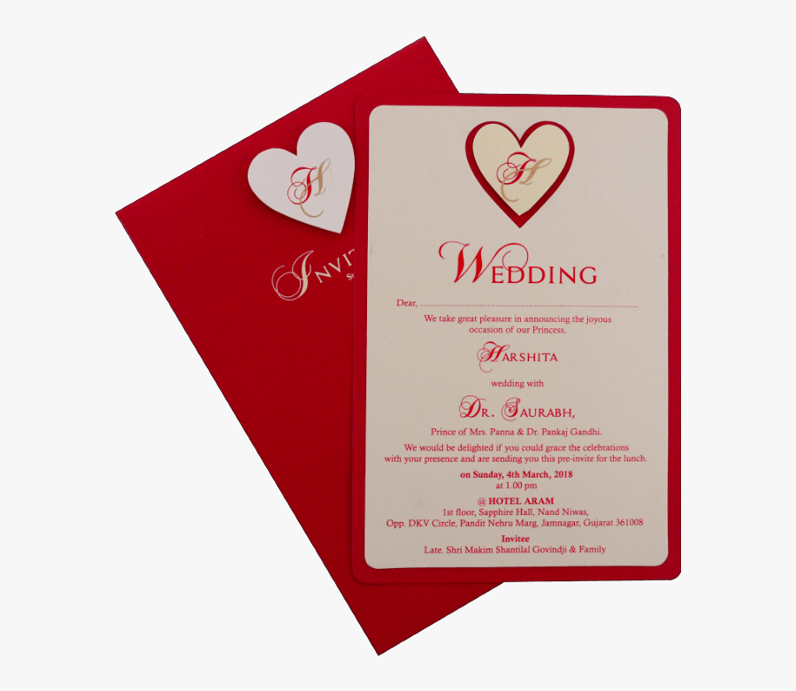 Thread Ceremony Invitations Online Tci 9543r Madhurash - Heart, Transparent Clipart