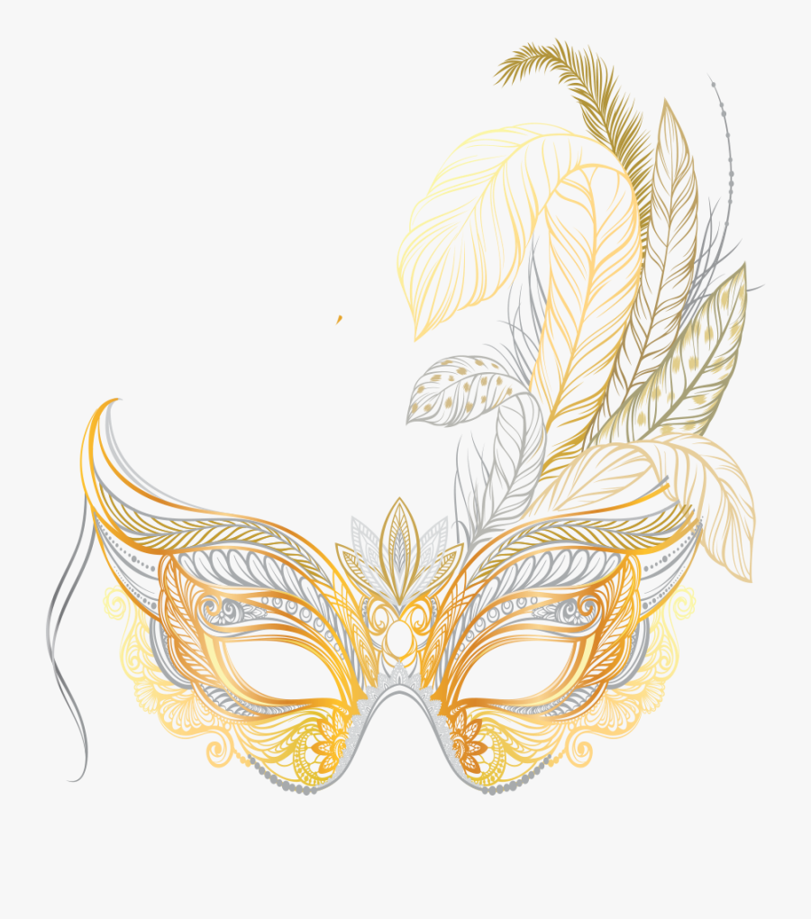 Gather 20 Friends For An Unforgettable Feast Provided - Gold Masquerade Mask Vector, Transparent Clipart