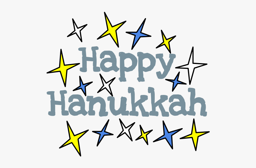 Happy Hanukkah, Silver Letters, White, Gold And Blue - Star, Transparent Clipart
