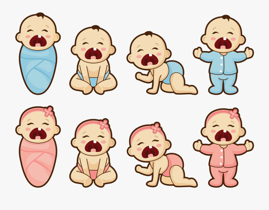 Baby Twins Crying Cartoon, Transparent Clipart