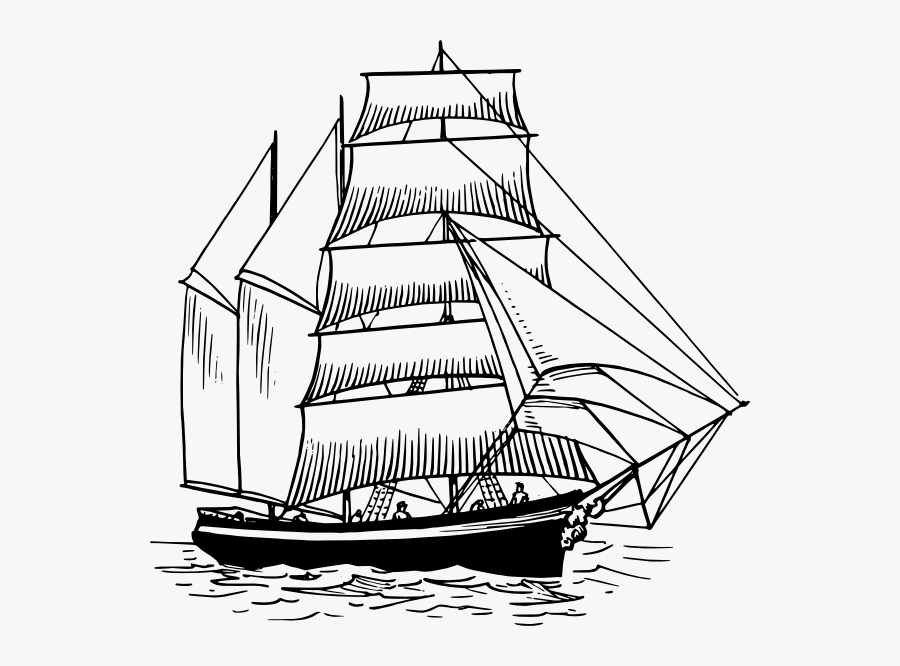 Sailing Ship Clipart Black And White, Transparent Clipart