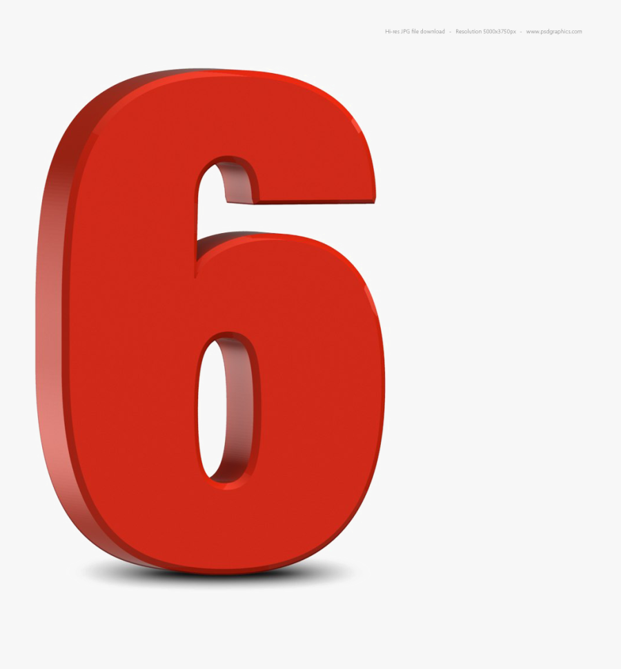 6 Number Png Clipart - Big Red Number 6, Transparent Clipart