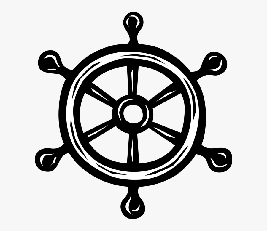 Vector Illustration Of Ship"s Helm Wheel Or Boat"s - Service Above Self Interact, Transparent Clipart