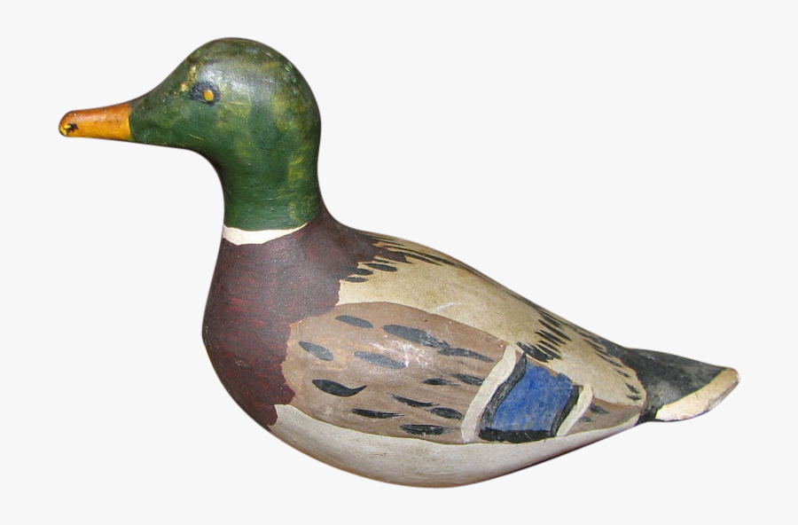Vintage Miniature Duck Carving - Mallard, Transparent Clipart
