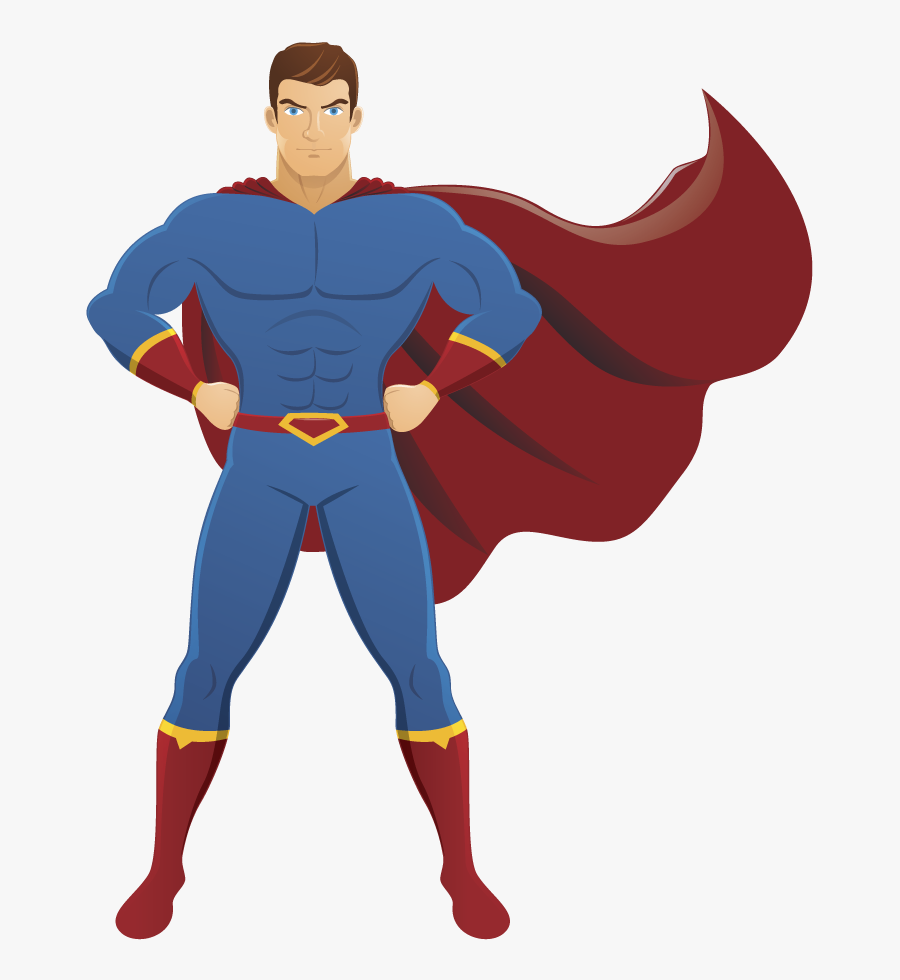 Superhero Man Cartoon, Transparent Clipart
