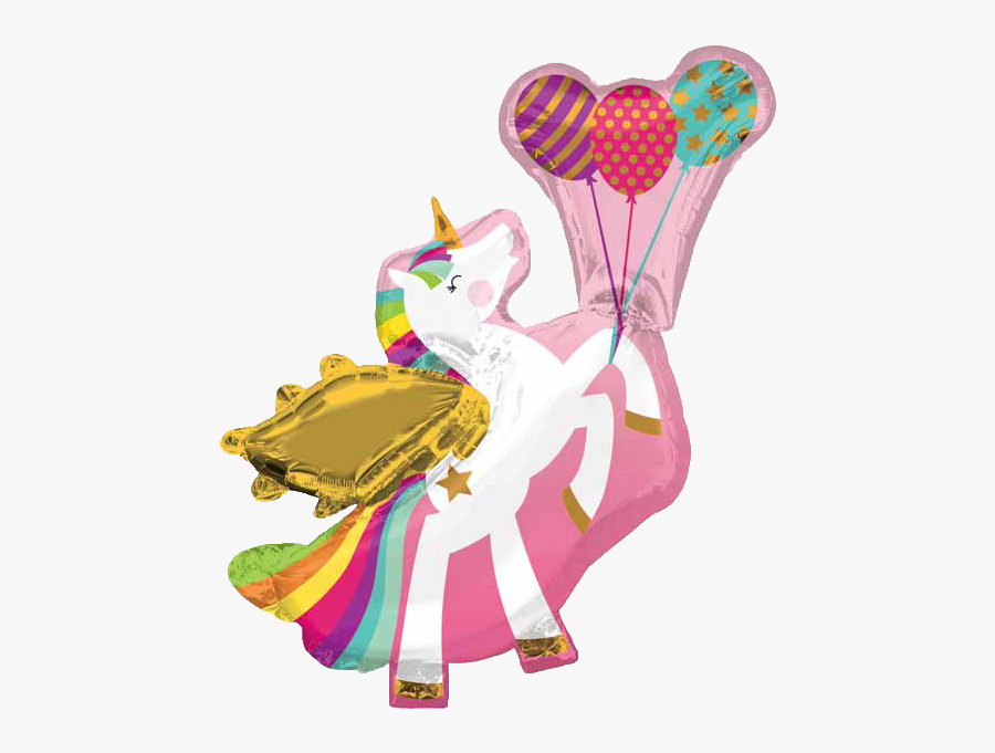 Streamers Clipart Party Horn - Mylar Magical Unicorn Balloon, Transparent Clipart