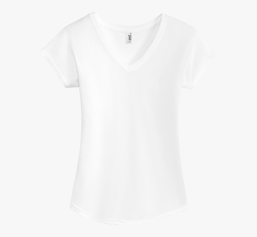 White - White V Neck T Shirt Template Png, Transparent Clipart
