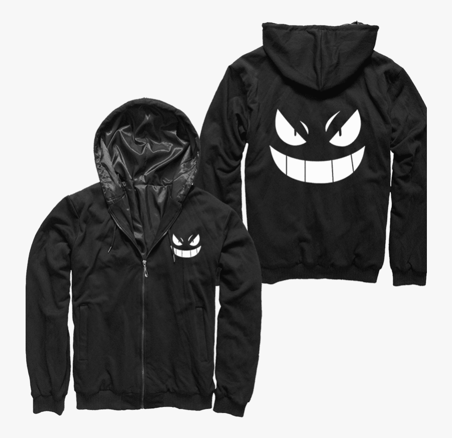 Glow In The Dark Gengar Spring Hoodie - Black Gengar Hoodie, Transparent Clipart