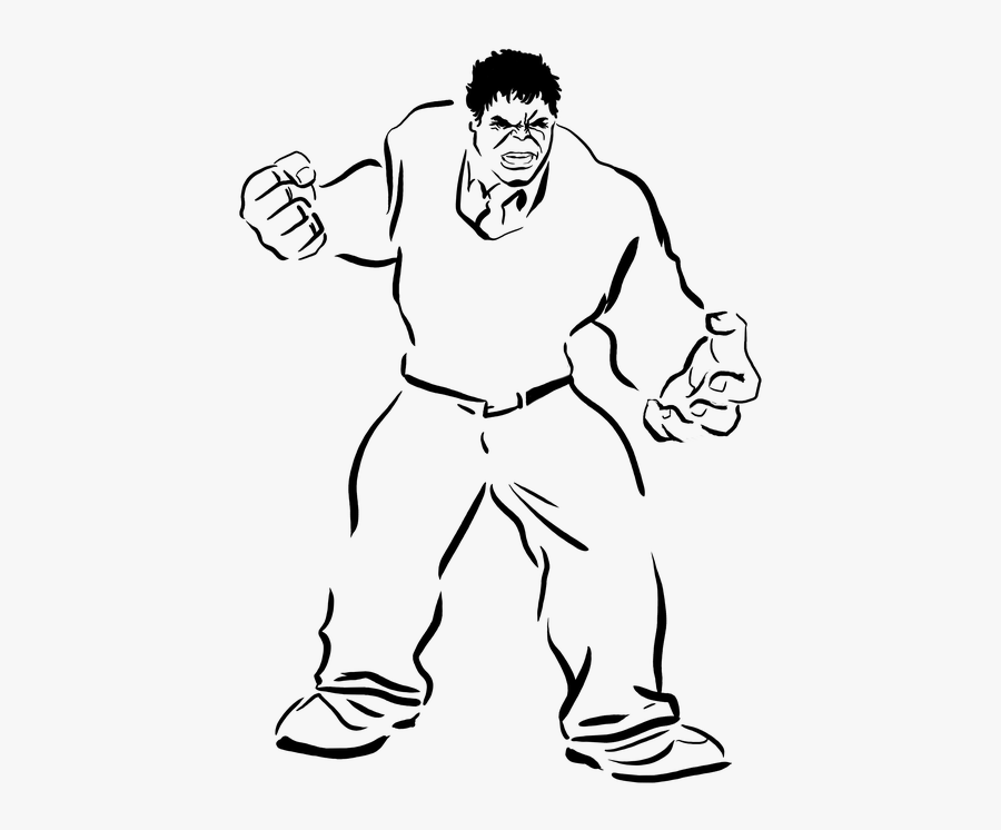 Drawing, Stencil, Black, And, White, Hulk, Professor - Black And White Hulk, Transparent Clipart