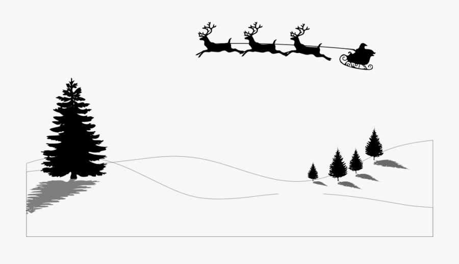 Christmas, Santa Claus, Santa, Sleigh - Merry Christmas Sleigh Stencil, Transparent Clipart