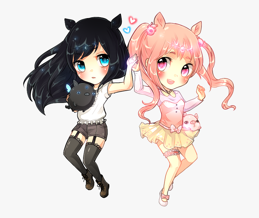 Kawaii Pig Twins By Kei - Kawaii Pig Anime Girl, Transparent Clipart