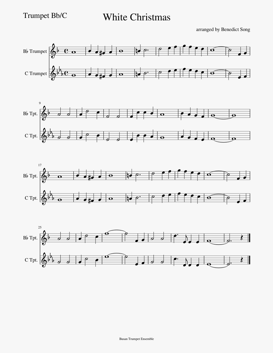 White Christmas Sheet Music Composed By Arranged By - Ll Go Where You Want Me, Transparent Clipart