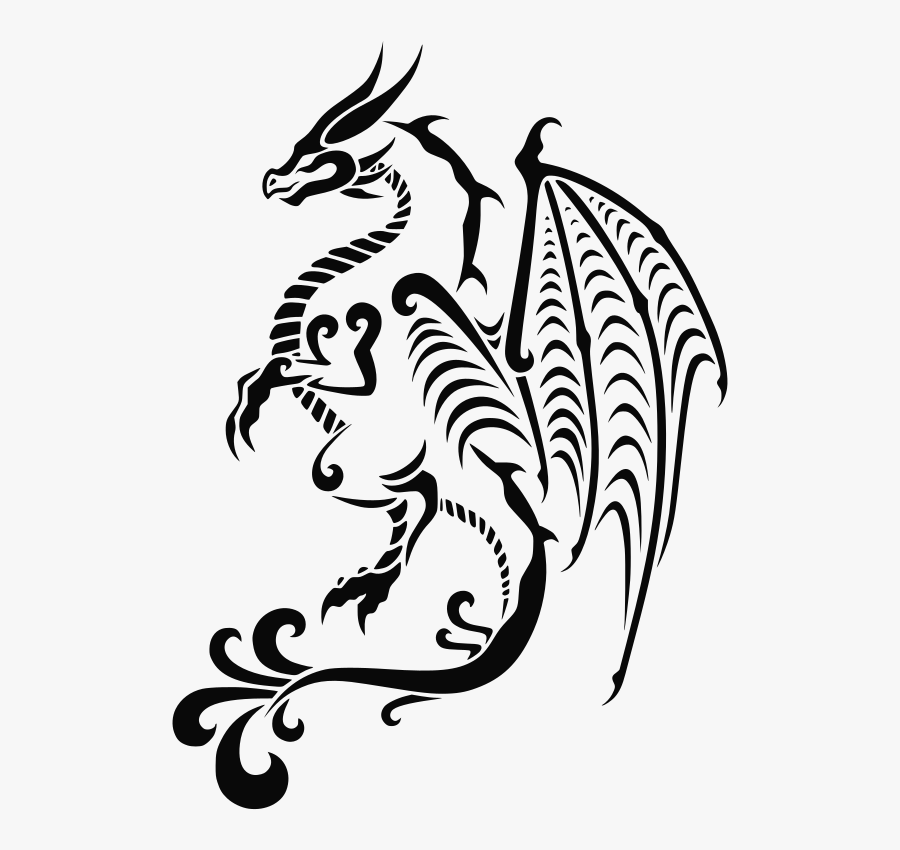 Tattoo Dragon Clip Art - Dragon Tattoo Coloring Pages, Transparent Clipart