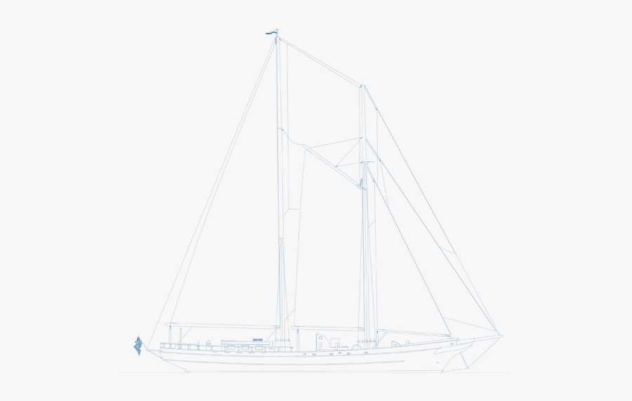 Drawn Sailing Schooner - Mast, Transparent Clipart