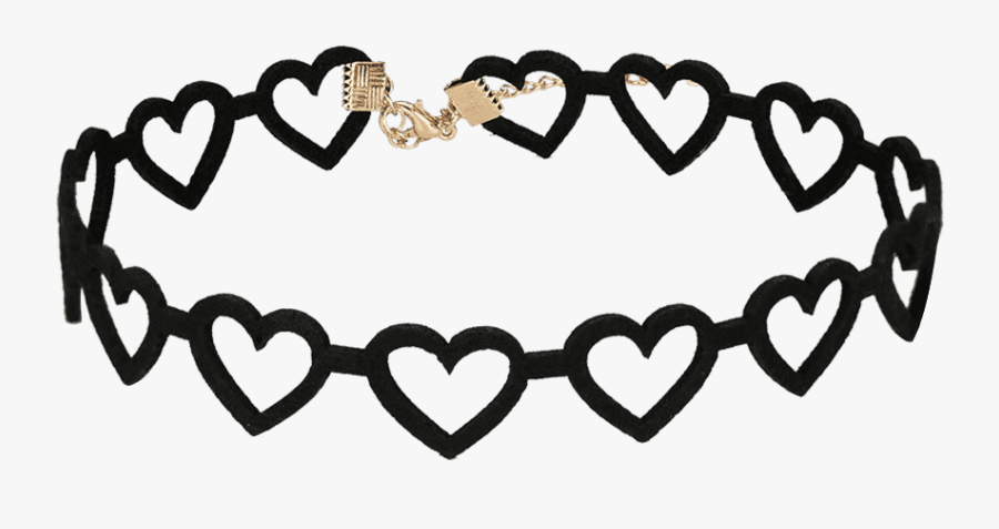 Zegl Fashion Black Choker With Heart Element All-match - Choker Heart Black Png, Transparent Clipart