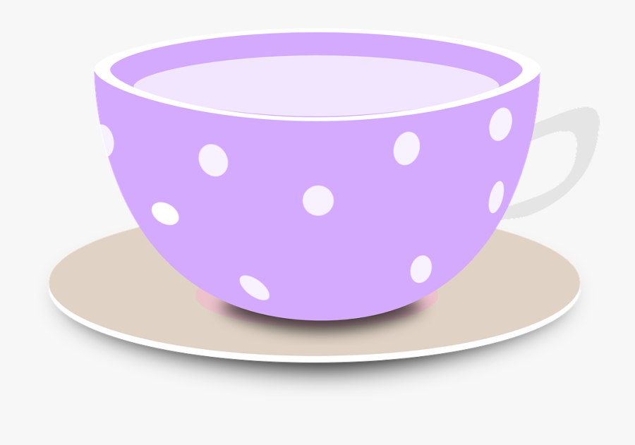Cup, Purple, Tea, Bowl, Empty, Dotted, Saucer - Empty Tea Cup Cartoon, Transparent Clipart