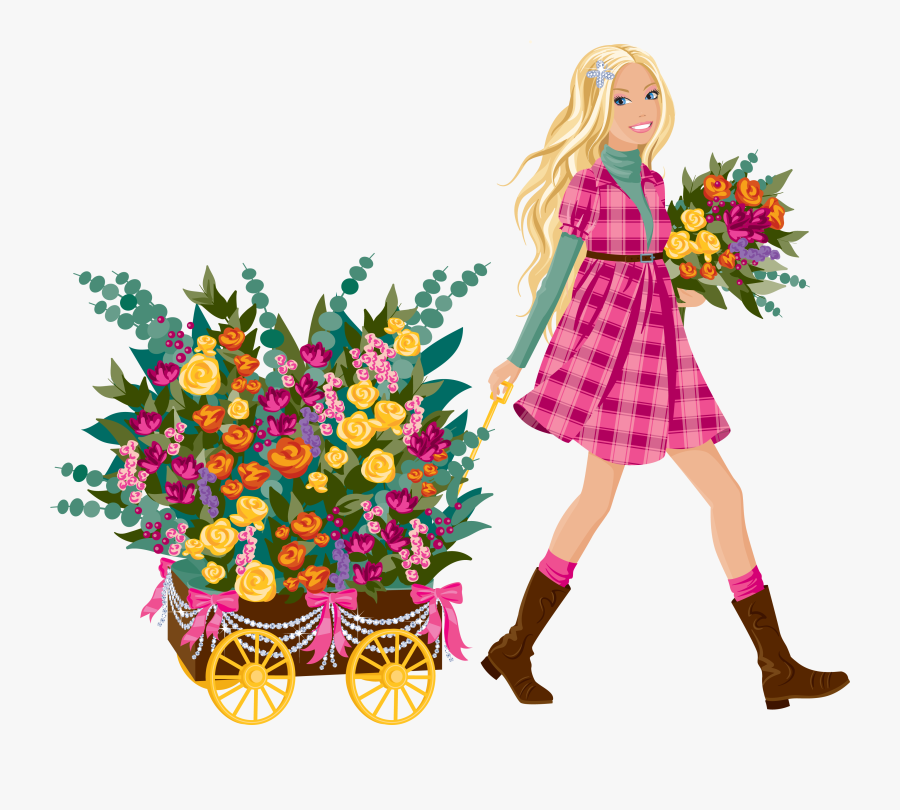 Barbie Drawing Clip Art - Flower Barbie Cartoon, Transparent Clipart