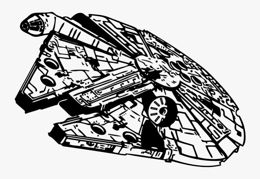 Falcon Clipart Stencil - Star Wars Millennium Falcon Stencil, Transparent Clipart